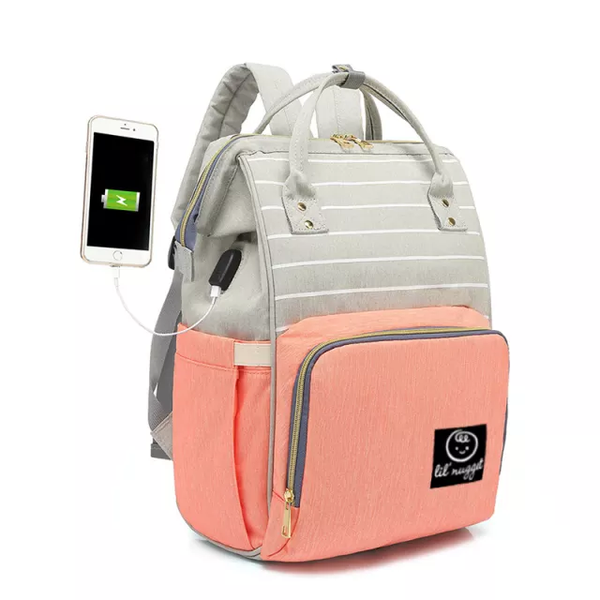 Diaper bag backpack with phone charger deals